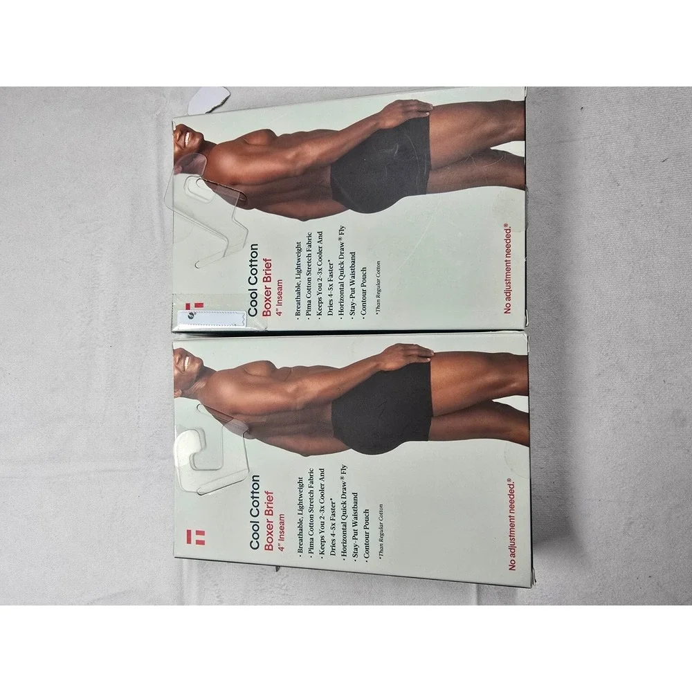 4 Pairs Tommy John Cool Cotton Boxer Briefs‎ Black Size Small NWT 2 Packs